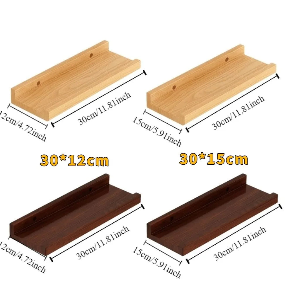 Space Saving Wooden Floating Shelf Minimalist Style Decorative Display Stand Rustic Bookshelf Organizer Living Room    Home Decor Supply | Online Retail | ShoreShopper.com