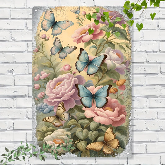 Vintage Metal Wall Art Sign - Butterflies & Peonies Floral Design, 20x30cm for Home & Garden Decor, Unique Gift Idea    Home Decor Supply | Online Retail | ShoreShopper.com