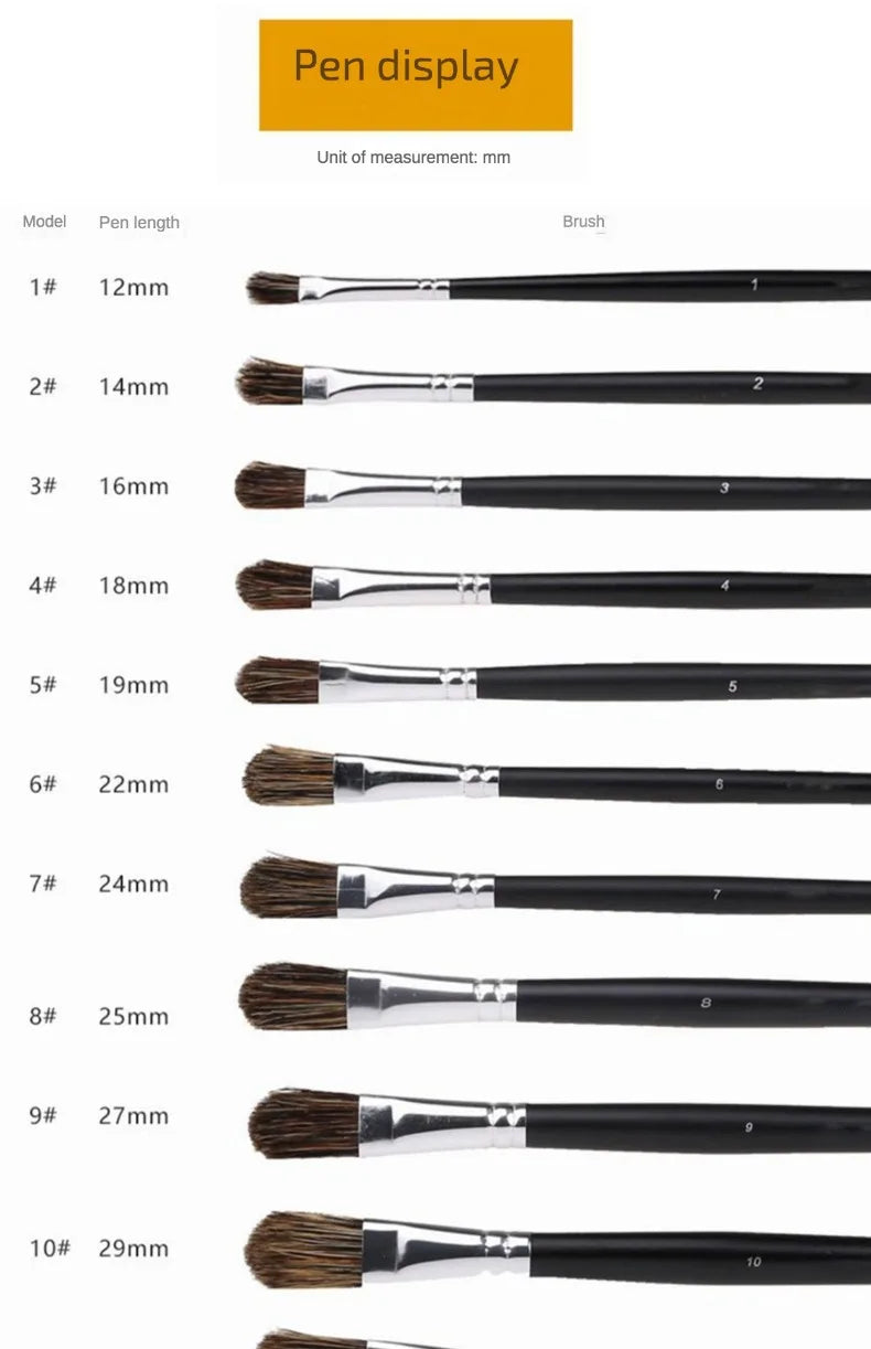 6pc new concept paintbrush wild boar mane oil painting brush water powder acrylic nail round head long black pole paintbrush set    Home Decor Supply | Online Retail | ShoreShopper.com