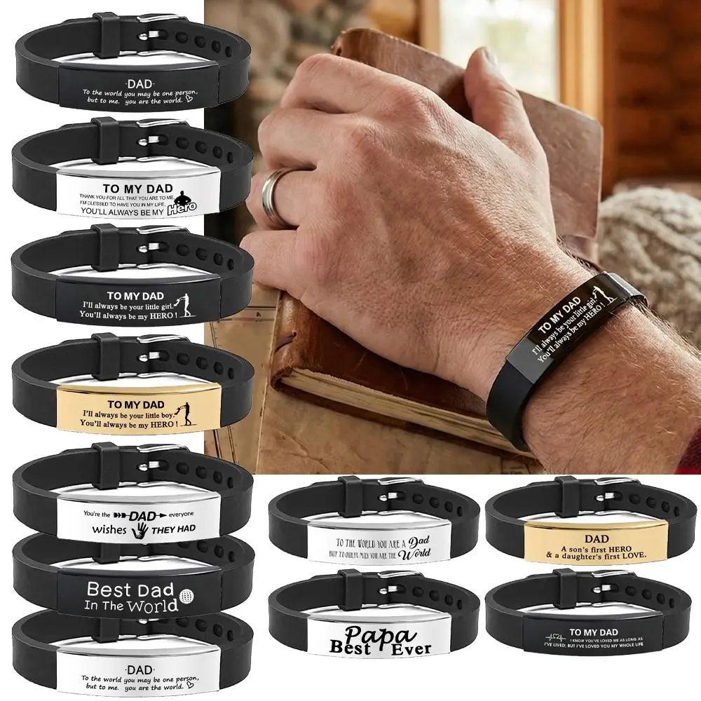 Father's Day Gifts Inspirational Quote Bracelets Stainless Steel Adjustable Family Bracelets Wristband Bracelet for Father    Your Coastal Marketplace | Shoreshopper.com