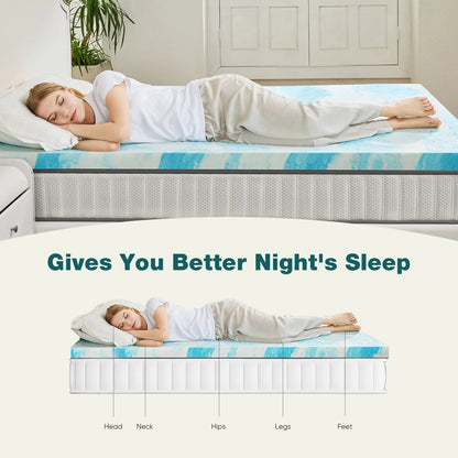 JHK 2 Inch Gel Memory Foam Mattress Topper Full Size Cooling Mattress Soft and Breathable Bed Topper School Bedroom Furniture    Home Decor Supply | Online Retail | ShoreShopper.com
