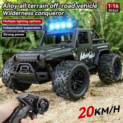 RC Off road Truck 1/16 4WD RTR Durable Beginner All Terrain RC Car High Speed 20Km/h Remote Control Monster Truck Adult Gift Toy