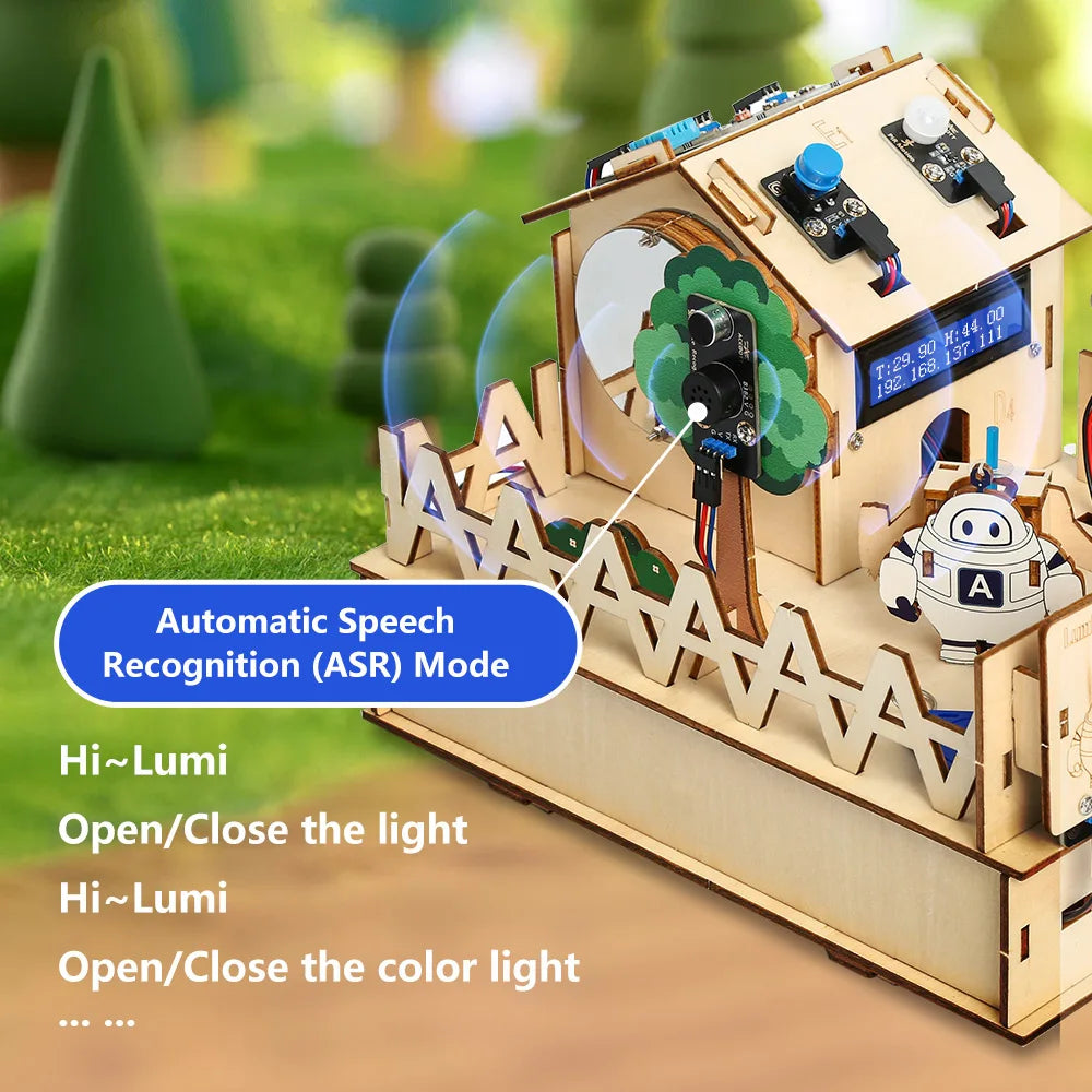 ACEBOTT Smart Home STEM STEAM Starter Kit Wooden House IoT Wifi Blockly Programming for ESP32 Arduino - ShoreCo.Shop