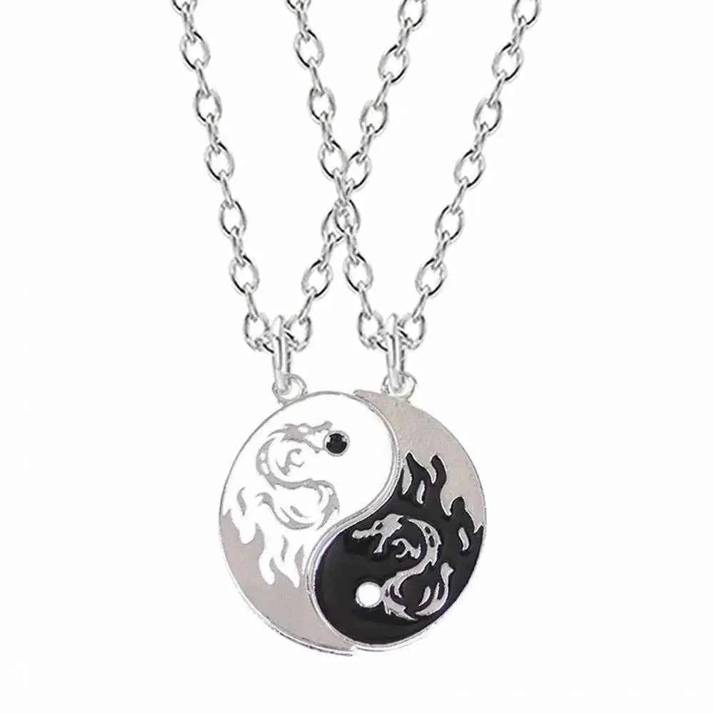 Style For Best Friends Women Fashion Jewelry Lovers Men Couple Necklace Yin Yang Necklace Clavicle chain Gossip Dragon Pendant