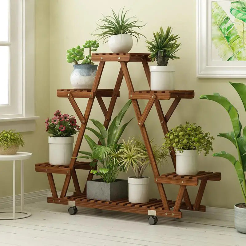 Movable Wood Plant Stand, Triangular Shelf, Flower Pot, Storage Holder, Garden Display, Shelving Rack, Outdoor, Indoor, 6 Tier    Home Decor Supply | Online Retail | ShoreShopper.com