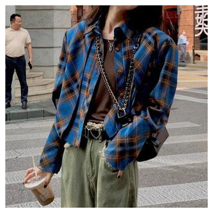 Checkered shirt women's 2024 spring new design sense niche French chic long sleeved shirt  retro top  womens tops    Home Decor Supply | Online Retail | ShoreShopper.com