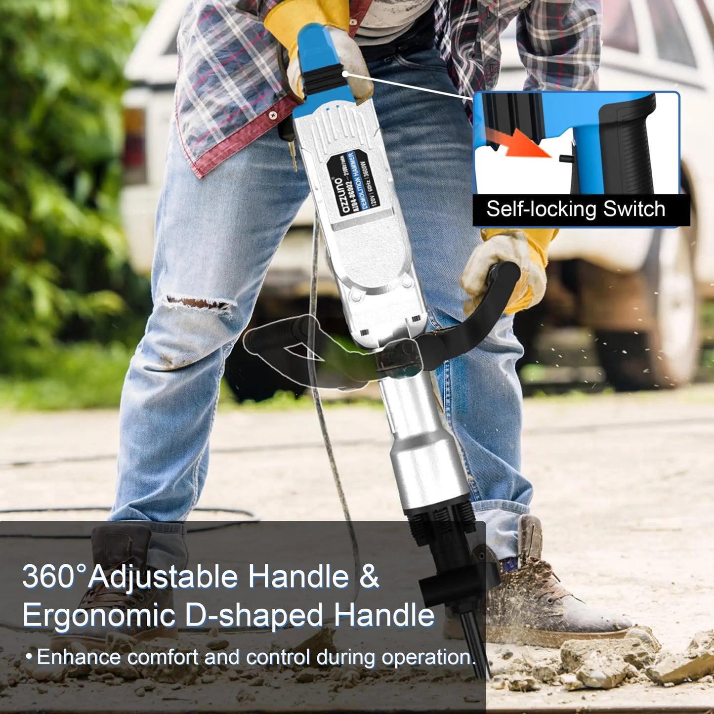 3600W Demolition Jack Hammer Electric Concrete Breaker Heavy Duty 2100 BPM Corded Power Rotary Hammer Drill with 2pcs Chisel Bit    Home Decor Supply | Online Retail | ShoreShopper.com