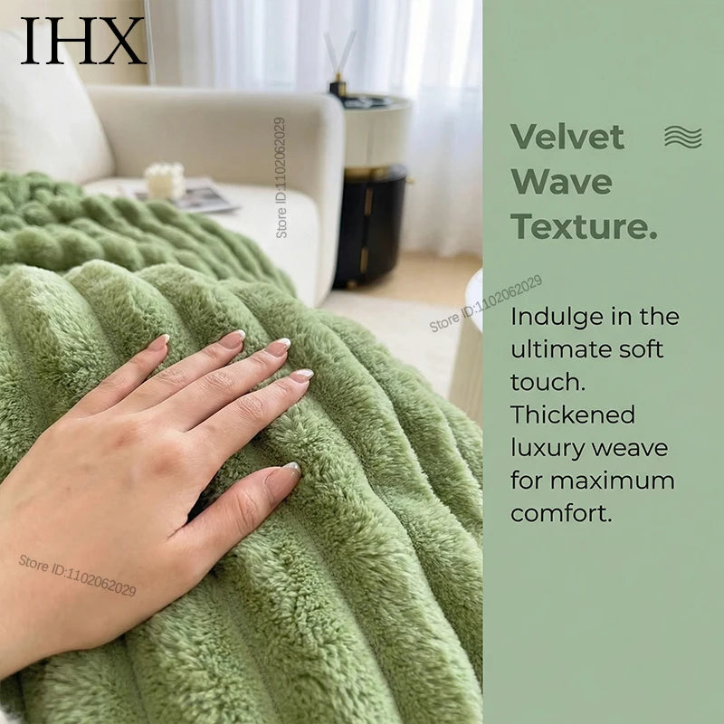 IHX Solid Color Imitation Rabbit Plush Milk Plush Thickened Thermal Leisure Home Blanket Office Nap Blanket, Custom Blanket Size    Your Coastal Marketplace | Shoreshopper.com