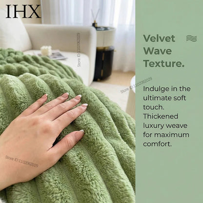 IHX Solid Color Imitation Rabbit Plush Milk Plush Thickened Thermal Leisure Home Blanket Office Nap Blanket, Custom Blanket Size    Your Coastal Marketplace | Shoreshopper.com
