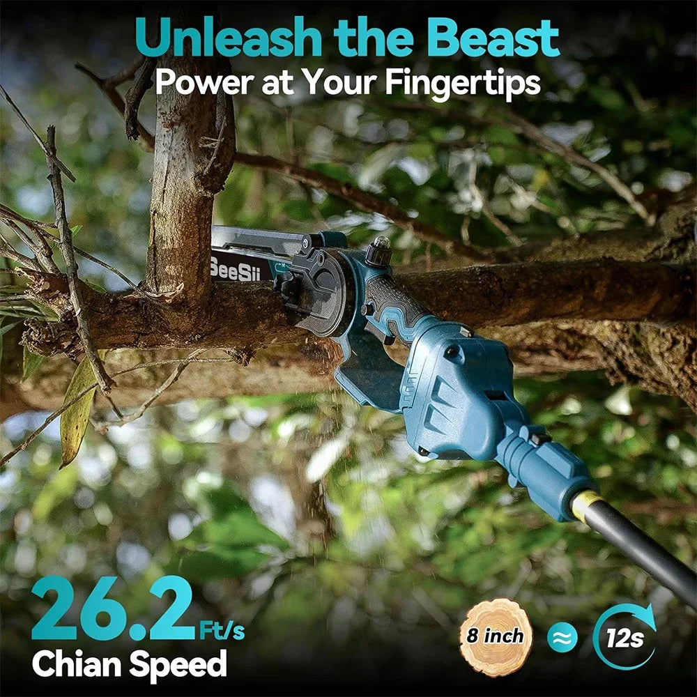 Seesii 2 in 1 Cordless 6" 8'' Pole Saw Mini Chainsaw Power Electric Polesaw Chain Saw with Extension Pole for Tree Trimming    Home Decor Supply | Online Retail | ShoreShopper.com