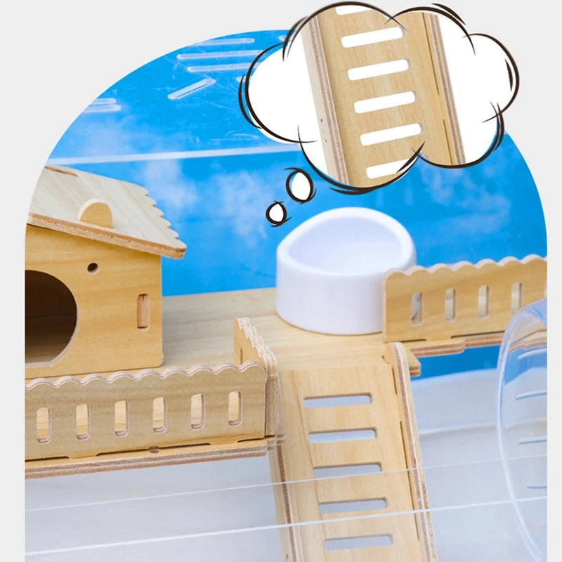 Hamster Habitat Décor Wooden Double-Layer Platform with Ladder Durable Pet Toy Accessory for Gerbil Guinea Pig and Small Animals    Home Decor Supply | Online Retail | ShoreShopper.com