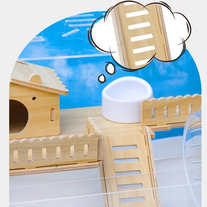Hamster Habitat Décor Wooden Double-Layer Platform with Ladder Durable Pet Toy Accessory for Gerbil Guinea Pig and Small Animals    Home Decor Supply | Online Retail | ShoreShopper.com