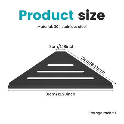 Wall Mount Shower Corner Shelf No-drill 304 Stainless Steel Corner Shampoo Body Wash Storage Organizer for Bathroom Glass Shelf    Home Decor Supply | Online Retail | ShoreShopper.com