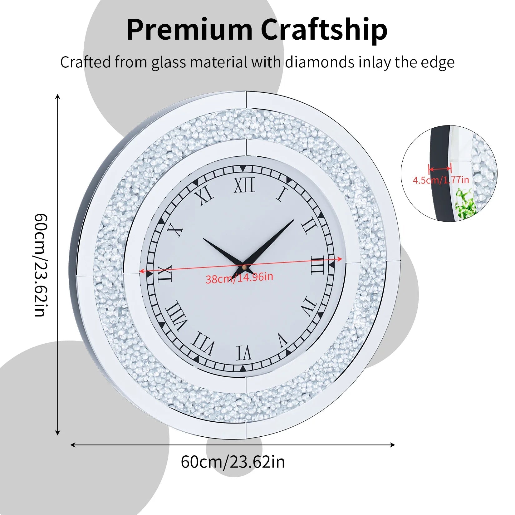 Sparkle & Twinkle Shining Mirrored Luxurious Home Modern Wall Clock 23" or 31"    Home Decor Supply | Online Retail | ShoreShopper.com