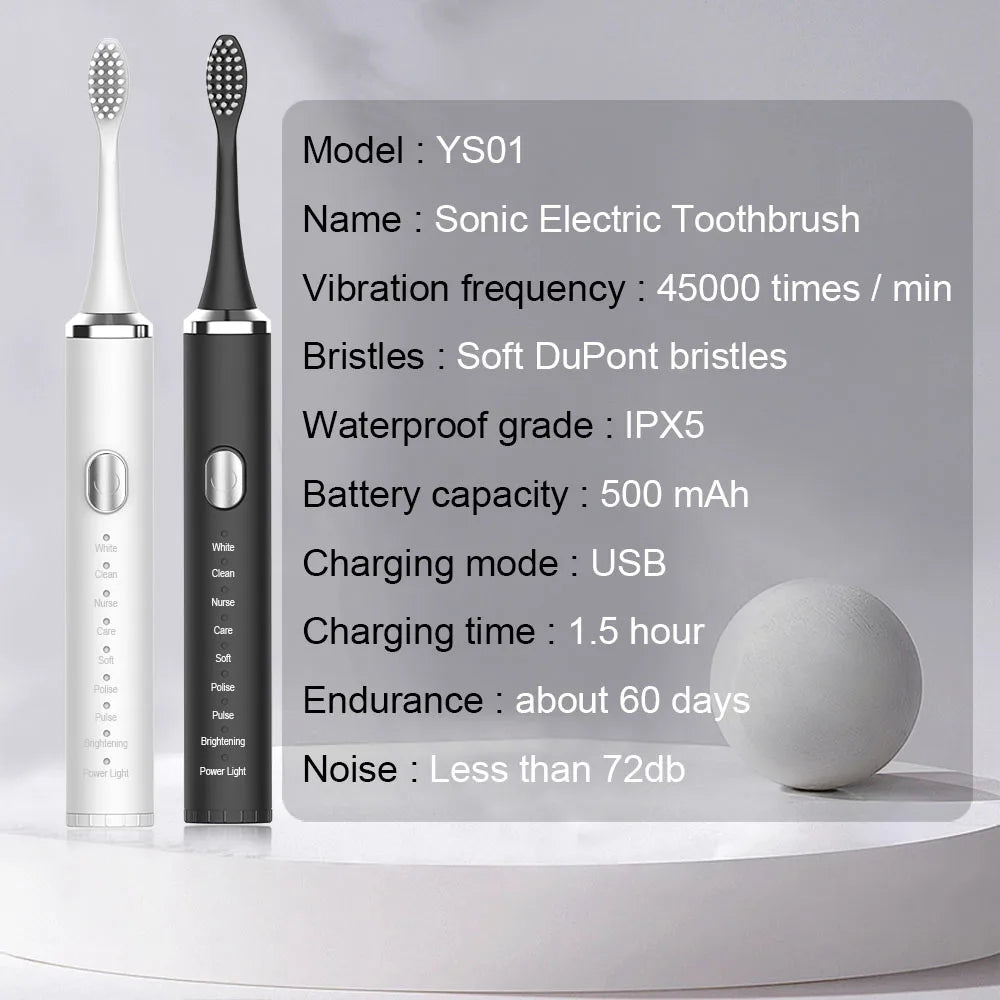 Electric Toothbrush Sonic Electric Toothbrush For Teeth Brushes Vibration Dental Tooth Cleaner USB Rechargeable Tooth Brush Case - ShoreCo.Shop