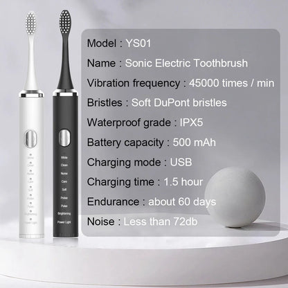 Electric Toothbrush Sonic Electric Toothbrush For Teeth Brushes Vibration Dental Tooth Cleaner USB Rechargeable Tooth Brush Case - ShoreCo.Shop