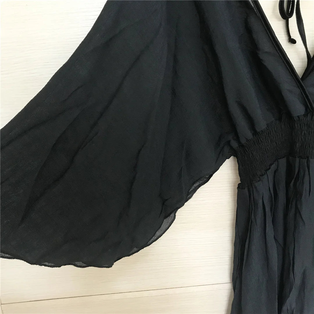 New Sexy V Neck Long Sleeve Backless Chiffon Tunic Beach Cover Up Beach Cover-ups Beach Dress Beach Wear Beachwear V3840    Your Coastal Marketplace | Shoreshopper.com