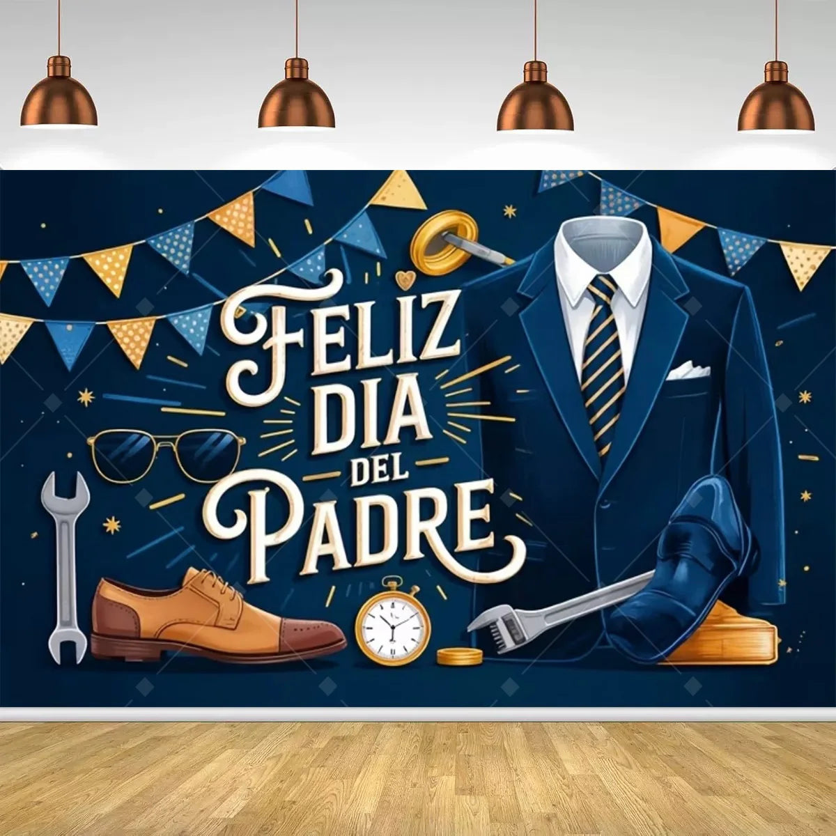 Spanish Feliz Dia Papa Backdrop Father's Day Photo Background Balloon Mustache Tie Banner Dad Party Decoration  Booth Props    Your Coastal Marketplace | Shoreshopper.com