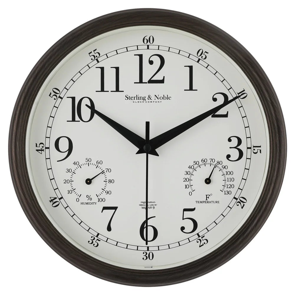 8.75 Inch Antique Bronze Indoor Outdoor Wall Clock with Thermometer Hygrometer Lightweight Durable Quartz Movement Analog Clock    Home Decor Supply | Online Retail | ShoreShopper.com