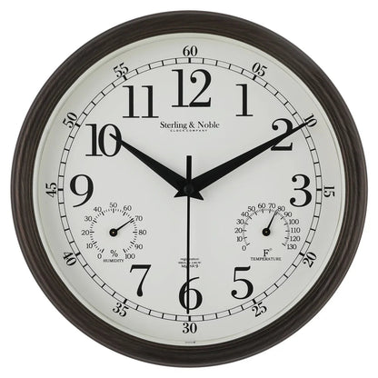 8.75 Inch Antique Bronze Indoor Outdoor Wall Clock with Thermometer Hygrometer Lightweight Durable Quartz Movement Analog Clock    Home Decor Supply | Online Retail | ShoreShopper.com