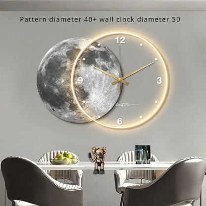 Large Wall Clock Luxury Dining Room Living Room Moon The Earth Modelling LED Light Silent Movement Bedroom Clock Wall Decoration    Home Decor Supply | Online Retail | ShoreShopper.com