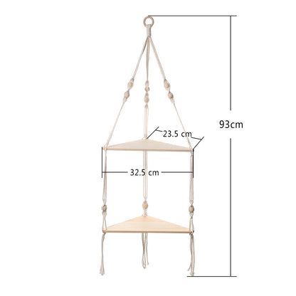Corner Shelf Macrame Wall Hanging Wood Floating Shelves Rustic Boho Wall Shelf Decor Storage Rack for Plants Pots Photo Frames    Home Decor Supply | Online Retail | ShoreShopper.com