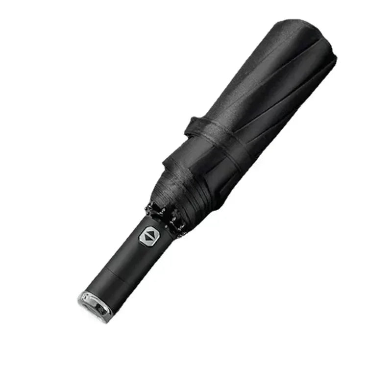 Travel Umbrella with Built-In LED Flashlight Rotating Handle Windproof 10-Rib UV Protection Automatic Open Design    Your Coastal Marketplace | Shoreshopper.com