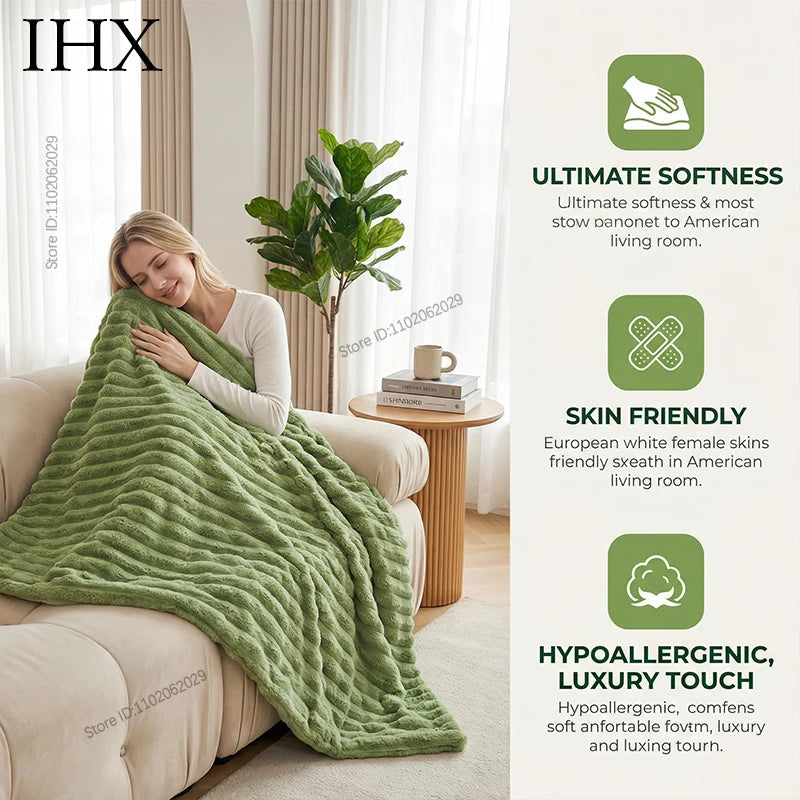 IHX Solid Color Imitation Rabbit Plush Milk Plush Thickened Thermal Leisure Home Blanket Office Nap Blanket, Custom Blanket Size    Your Coastal Marketplace | Shoreshopper.com