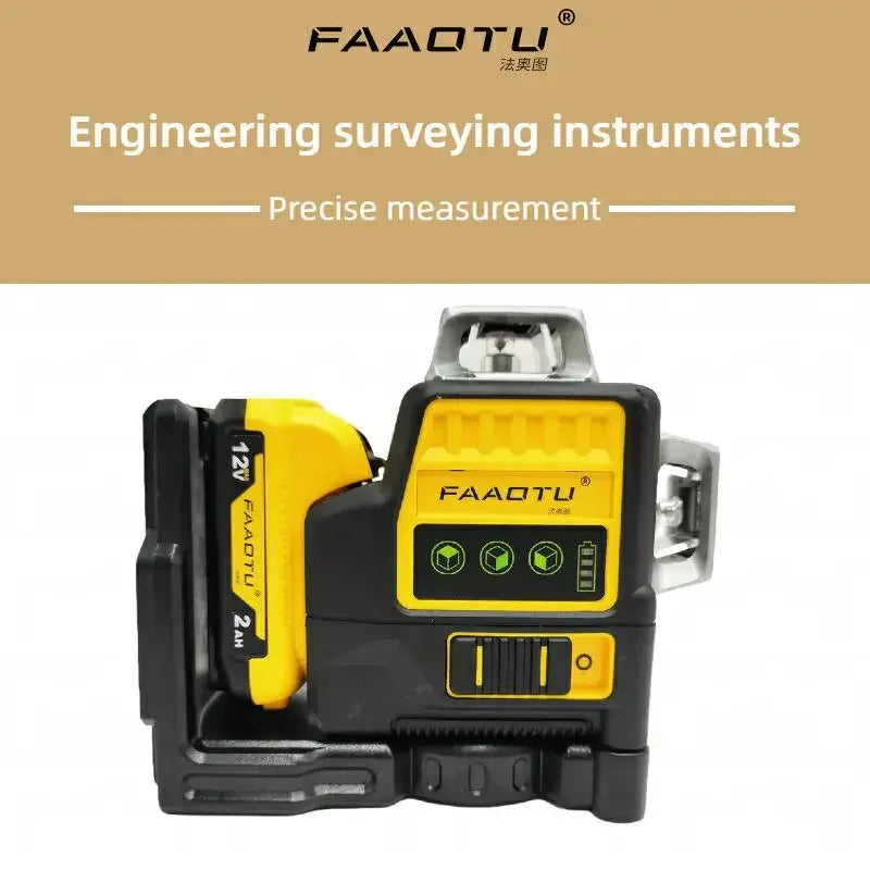 FAAOTU DW089LG 12 Lines 3 Sides 360 Degree Vertical 12V Lithium Battery Laser Level Horizontal Green Meter Outdoor - ShoreCo.Shop