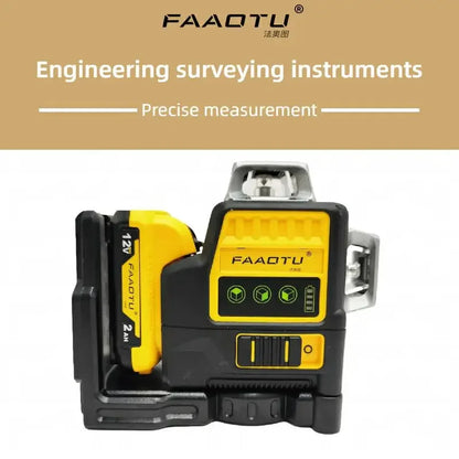FAAOTU DW089LG 12 Lines 3 Sides 360 Degree Vertical 12V Lithium Battery Laser Level Horizontal Green Meter Outdoor - ShoreCo.Shop
