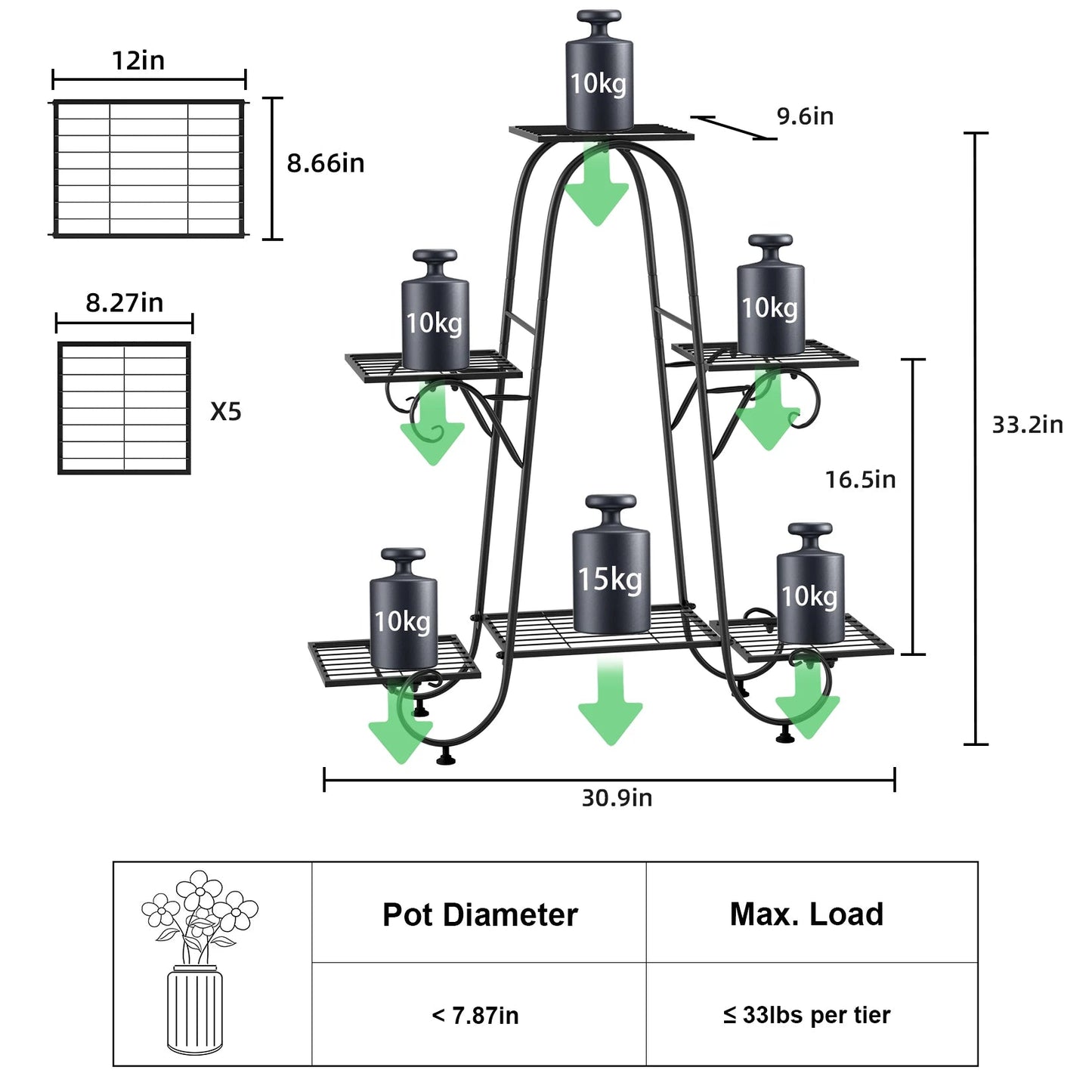 6 Tiers Metal Plant Stand Indoor Outdoor Flower Display Rack Holder    Home Decor Supply | Online Retail | ShoreShopper.com