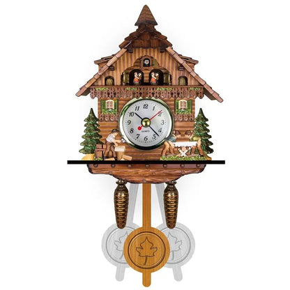 Forest Tower Wood Pendulum Vintage Clocks Vintage Silent Wood Wall Clock Wooden 3D Chiming 3D Chiming Clock Housewarming Gift    Home Decor Supply | Online Retail | ShoreShopper.com
