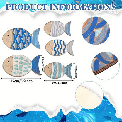2D Wooden Fish Nautical Walls Beach Art Walls Hang Decorated Marine Themed Retro blue Fish Family Bathroom Pendants Gifts    Your Coastal Marketplace | Shoreshopper.com