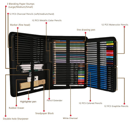42/46/60/68/72/146pcs Drawing Supplies Sketching Set,Art Kit include Drawing & Colored Pencils.Pro Art Sketch Supplies    Home Decor Supply | Online Retail | ShoreShopper.com