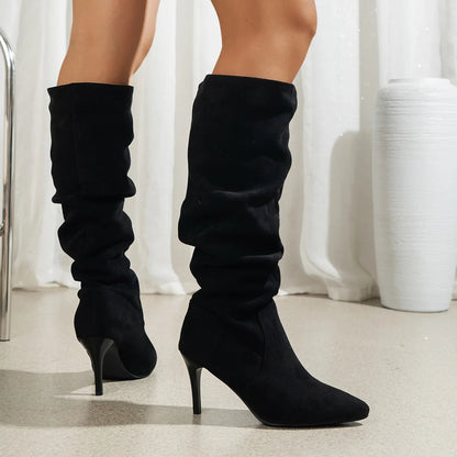 Shoes for Women Elegant Heeled Footwear Long New High Heels Autumn Winter Knee Suede Solid Color Pointed Toe Ladies Botas Mujer    Your Coastal Marketplace | Shoreshopper.com
