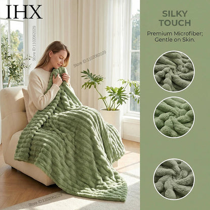 IHX Solid Color Imitation Rabbit Plush Milk Plush Thickened Thermal Leisure Home Blanket Office Nap Blanket, Custom Blanket Size    Your Coastal Marketplace | Shoreshopper.com