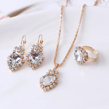 Jewelry Sets Women Wedding Jewelry Set for Brides Gold-Color Zirconia Earring Pendant Necklace Ring Sets    Home Decor Supply | Online Retail | ShoreShopper.com
