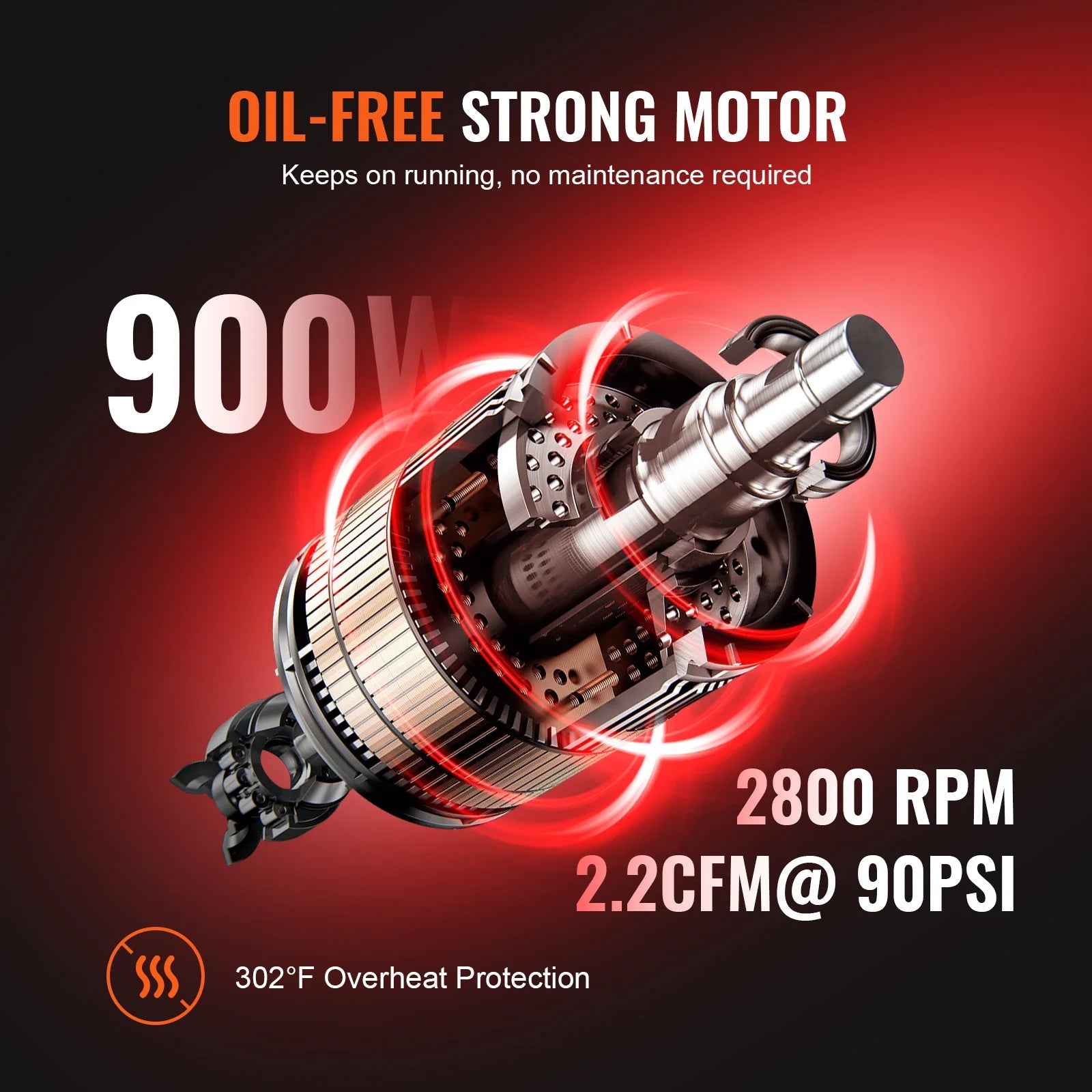 VEVOR Silent Air Compressor 900W 1450W 1800W Quiet Oil-free Portable Air Pump for Home Repair Tire Inflation Whisper Compressor    Home Decor Supply | Online Retail | ShoreShopper.com