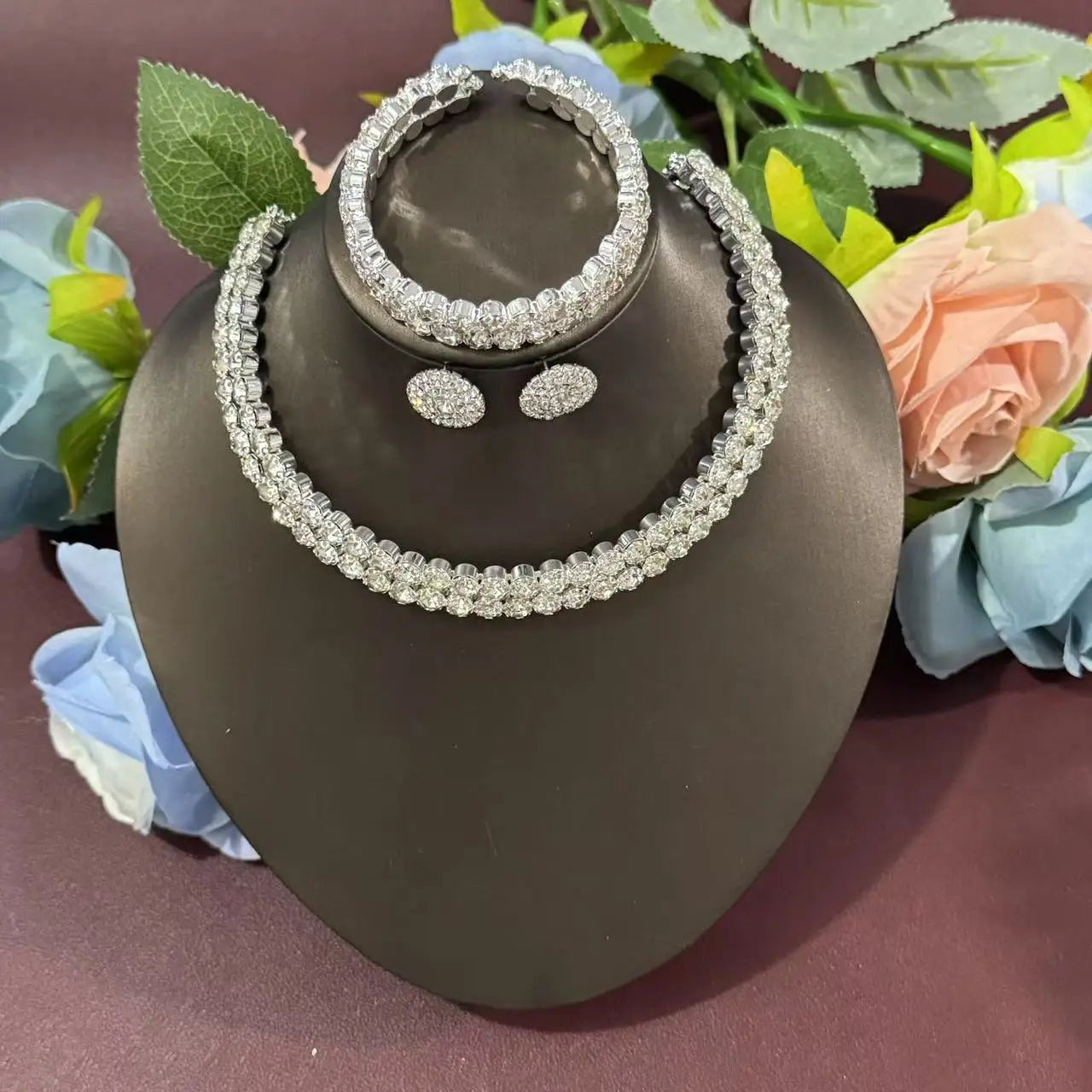 Elegant 3-Piece Crystal Jewelry Set - Rhinestone Necklace, Earrings & Bracelet    Home Decor Supply | Online Retail | ShoreShopper.com