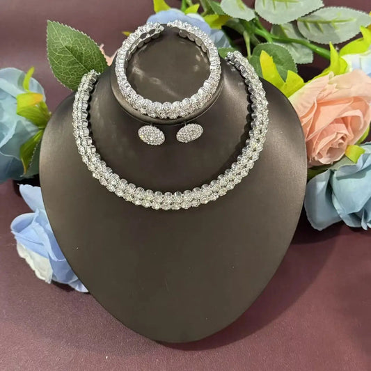 Elegant 3-Piece Crystal Jewelry Set - Rhinestone Necklace, Earrings & Bracelet    Home Decor Supply | Online Retail | ShoreShopper.com