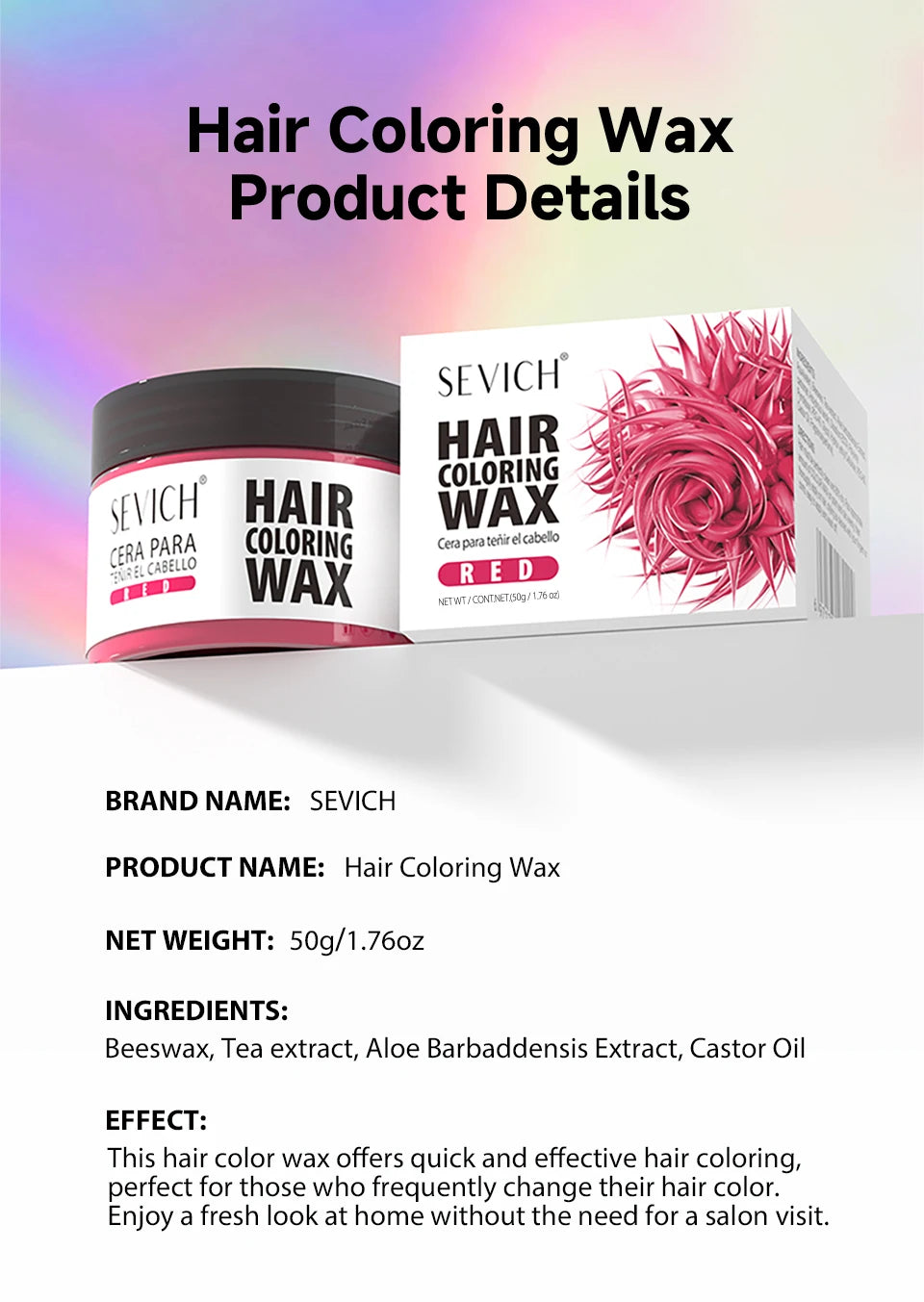 SEVICH Hair Colour Wax Temporary DIY Hair Coloring Wax One-Time Long Lasting Hair Dye Mud Cream Christmas Hair Styling Products - ShoreCo.Shop