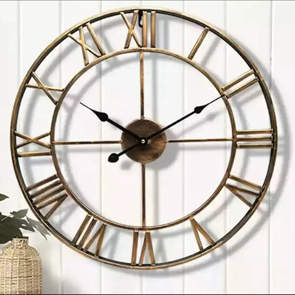 60CM Large 3D Wall Clocks Roman Numerals Retro Round Metal Iron Accurate Silent Nordic Hanging Ornament Living Room Decoration    Home Decor Supply | Online Retail | ShoreShopper.com