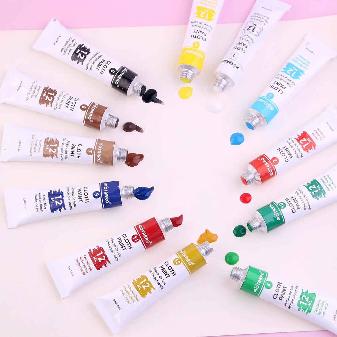MOTARRO 12 Colors/Box Fabric Paint Set Permanent Textile Paint 12ml for Clothes Canvas Shoes Painting Supplies    Home Decor Supply | Online Retail | ShoreShopper.com