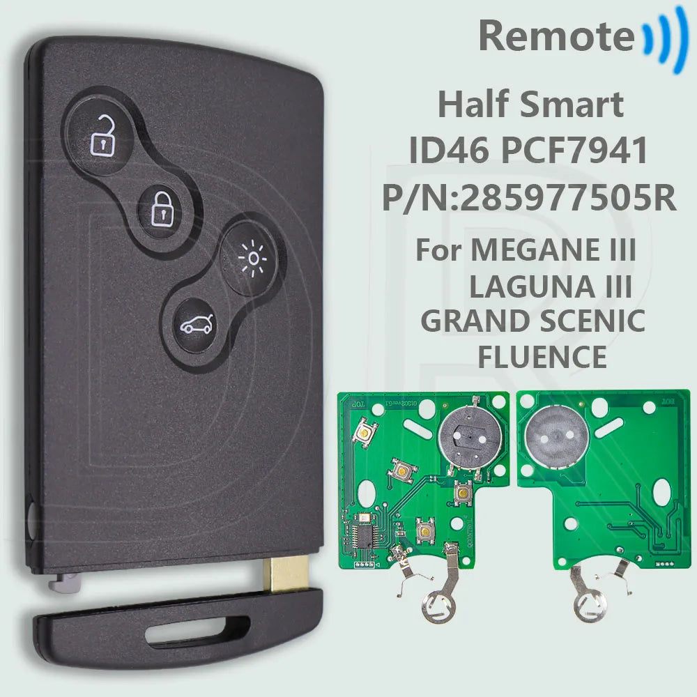 DR Half Smart/Hands Free ID46 4A PCF7953M Smart Car Remote Key For Renault Megane Laguna Grand Scenic Fluence Clio IV Captur - ShoreCo.Shop