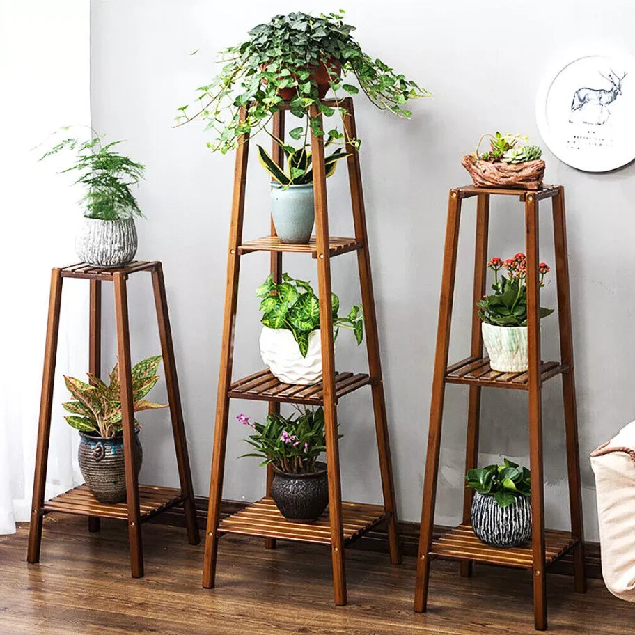 Tiered Bamboo Plant Pot Holder Tall Plant Display Shelf Flower Stand Indoor    Home Decor Supply | Online Retail | ShoreShopper.com
