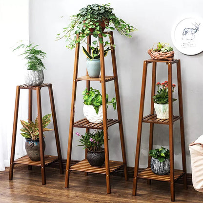 Tiered Bamboo Plant Pot Holder Tall Plant Display Shelf Flower Stand Indoor    Home Decor Supply | Online Retail | ShoreShopper.com
