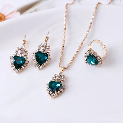 Jewelry Sets Women Wedding Jewelry Set for Brides Gold-Color Zirconia Earring Pendant Necklace Ring Sets    Home Decor Supply | Online Retail | ShoreShopper.com