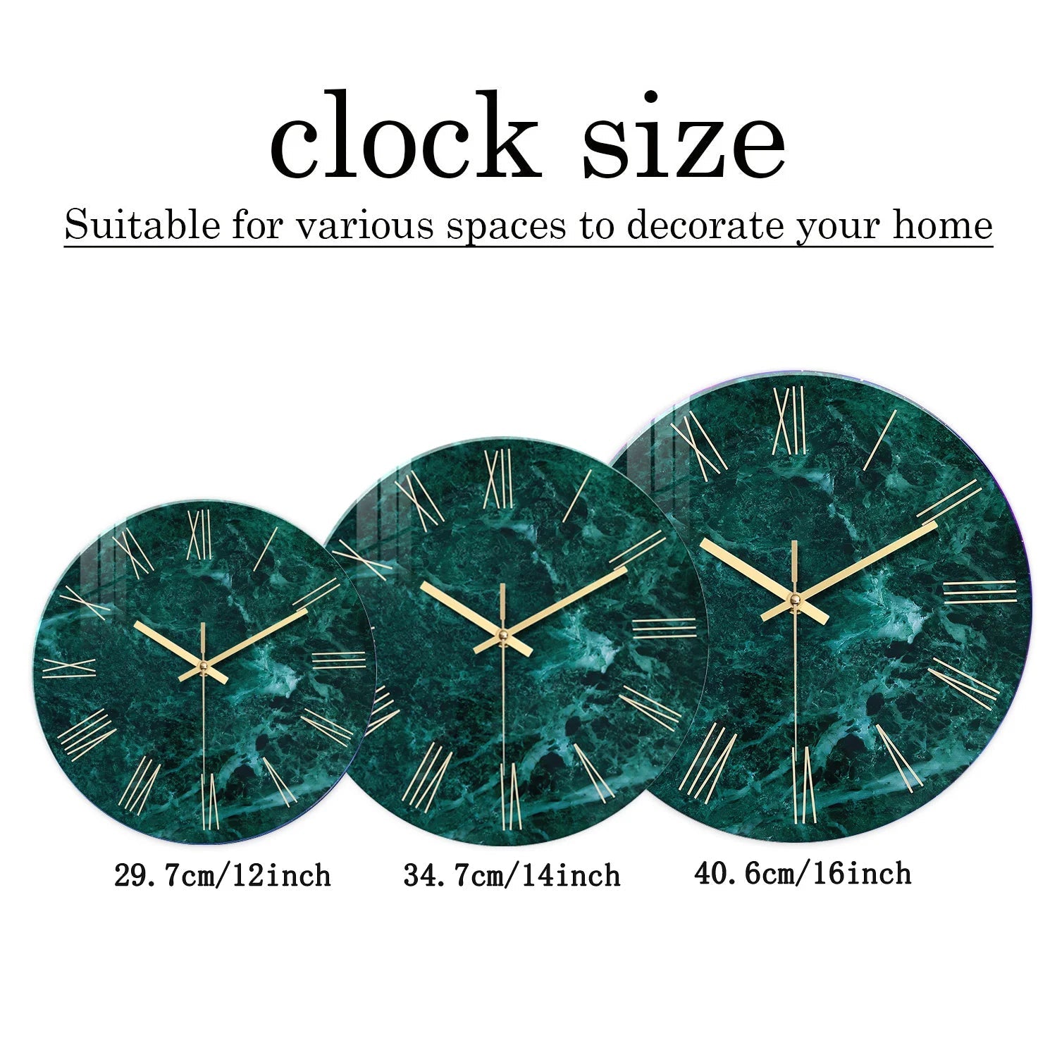 Creative Stylish Dark Green Marble Texture Pattern Tempered Glass Wall Clock Living Room Bedroom Kitchen Home Decoration Wall Clock Silent Quartz Clock Holiday Gift 12 Inches 14 Inches 16inch (Without Batteries)    Home Decor Supply | Online Retail | ShoreShopper.com