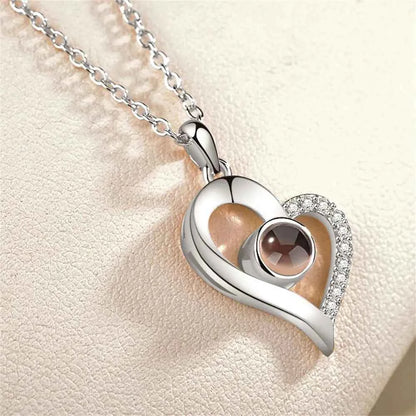 New Letter Necklace 100 Languages I Love You Projection Pendant Necklace Women Jewelry Collier Femme Bijoux Best Friends Gifts