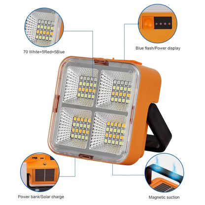 Solar rechargeable multifunctional led work light, portable outdoor floodlight-1200mah lithium battery, suitable for camping.    Home Decor Supply | Online Retail | ShoreShopper.com